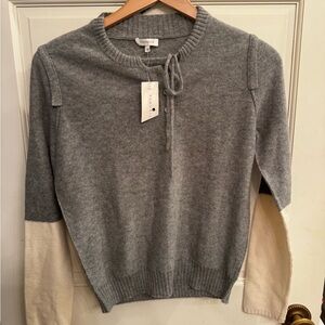 Cozy Gray and Cream Crew Neck Sweater